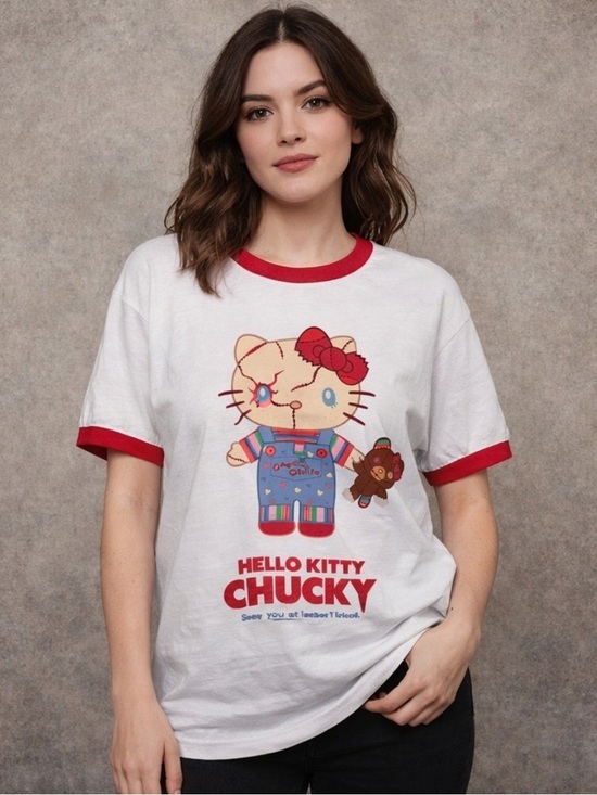 Hello Kitty Tops - NWT Universal Studios Exclusive Hello Kitty Chucky Ringer Shirt Top Size Small